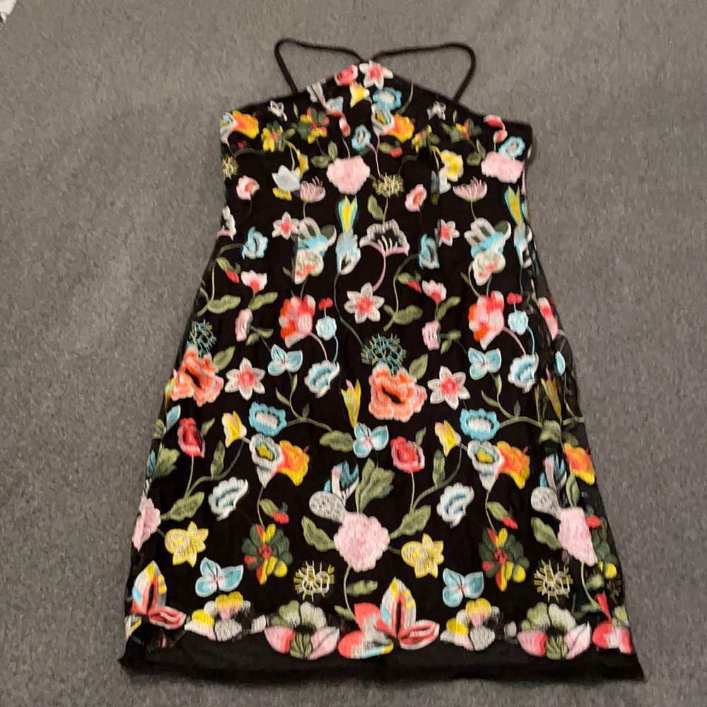 Venus black butterfly embroidered dress